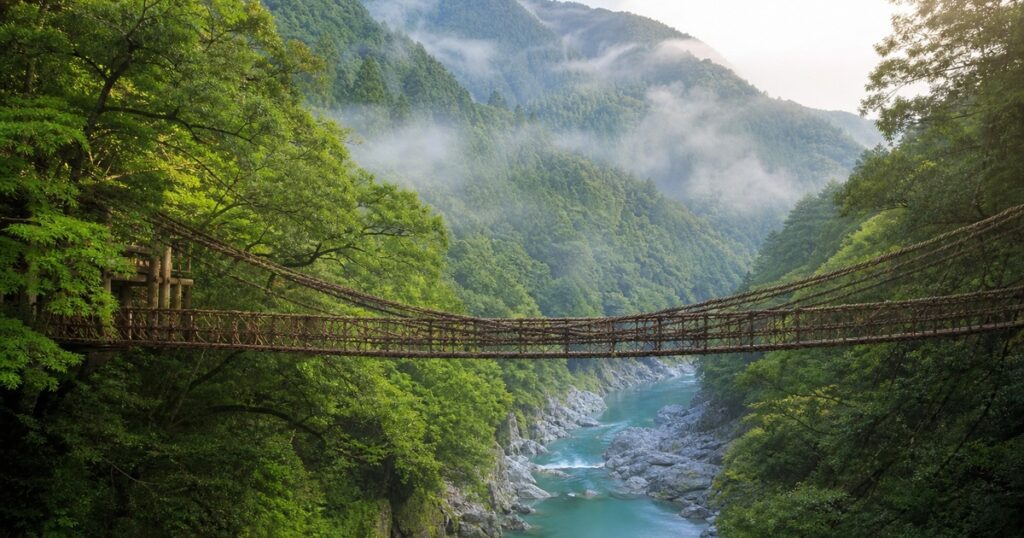 四国・祖谷渓のかずら橋と渓谷を写した2026年夏の四国旅行特集アイキャッチ画像